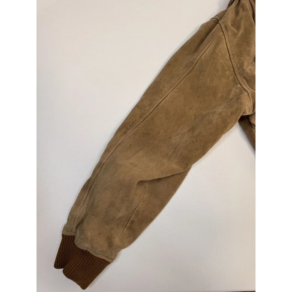 Vintage Polo Country Ralph Lauren Suede Flight Jacket Plaid Lined DISTRESSED XL